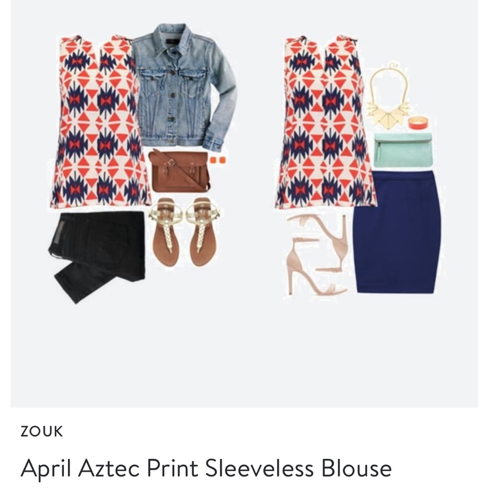 Zouk April Aztec Print Sleeveless Blouse Small Stitch Fix